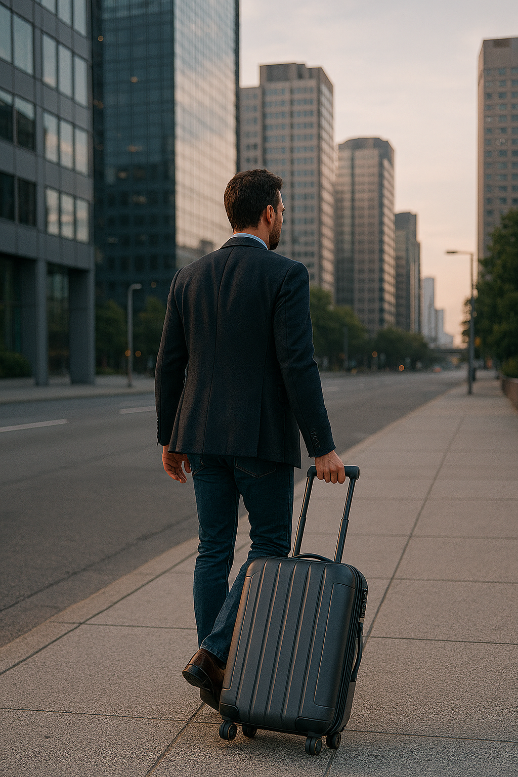 personne en déplacement avec une valise